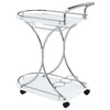 Elfman 2-tier Glass Shelf Metal Bar Cart White and Chrome / CS-910002