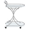 Elfman 2-tier Glass Shelf Metal Bar Cart White and Chrome / CS-910002
