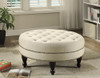 Elchin Round Upholstered Tufted Ottoman Oatmeal / CS-500018