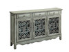 Madeline 3-drawer Scrollwork Accent Cabinet Antique Green / CS-950357