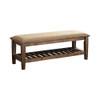 Franco Bench with Lower Shelf Beige and Burnished Oak / CS-200977