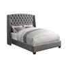 Pissarro Upholstered Queen Wingback Bed Grey / CS-300515Q