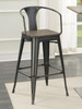 Cavalier Wooden Seat Bar Stools Dark Elm and Matte Black (Set of 2) / CS-100737