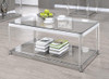 Anne Coffee Table with Lower Shelf Chrome and Clear / CS-720748