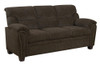 Clementine Upholstered Sofa with Nailhead Trim Brown / CS-506571