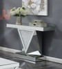 Amore Rectangular Sofa Table with Triangle Detailing Silver and Clear Mirror / CS-722509
