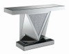 Amore Rectangular Sofa Table with Triangle Detailing Silver and Clear Mirror / CS-722509