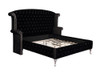 Deanna Upholstered Eastern King Wingback Bed Black / CS-206101KE