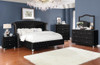 Deanna Upholstered Queen Wingback Bed Black / CS-206101Q