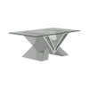 Taffeta V-shaped Coffee Table with Glass Top Silver / CS-723448