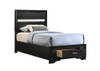 Miranda 51-inch Wood Twin Storage Panel Bed Black / CS-206361T