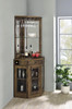 Alviso Corner Bar Cabinet with Stemware Rack Rustic Oak / CS-182303