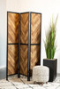 Marlene Herringbone Pattern 3-panel Screen Rustic Tobacco and Black / CS-962922