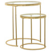 Maylin 2-piece Round Glass Top Nesting Table Set Gold / CS-935936