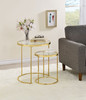 Maylin 2-piece Round Glass Top Nesting Table Set Gold / CS-935936