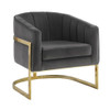 Alamor Tufted Barrel Accent Chair Dark Grey and Gold / CS-903039