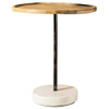 Ginevra Round Wooden Top Accent Table Natural and White / CS-935881