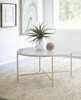 Ellison Round X-cross Coffee Table White and Gold / CS-723208