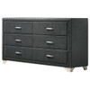 Melody 6-drawer Upholstered Dresser Grey / CS-223383