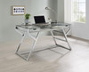 Emelle 2-drawer Glass Top Writing Desk Grey Driftwood and Chrome / CS-882116