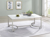 Leona Coffee Table with Casters White and Satin Nickel / CS-721868