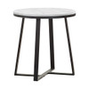 Hugo Round Faux Marble End Table White and Matte Black / CS-723237