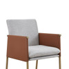 Modrest Pettit - Modern Light Grey/ Camel and Brass Arm Dining Chair / VGGA-6988CH-1-WHT-B-DC