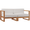 Upland 2-Piece Outdoor Patio Teak Wood Sectional Sofa Loveseat / EEI-4256