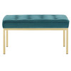Loft Gold Stainless Steel Leg Medium Performance Velvet Bench / EEI-3402