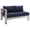 Shore Sunbrella® Fabric Outdoor Patio Aluminum 9 Piece Sectional Sofa Set / EEI-4320