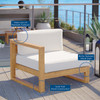 Upland Outdoor Patio Teak Wood Left-Arm Chair / EEI-4124