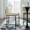 Privy Black Stainless Steel Upholstered Fabric Bar Stool / EEI-3857