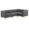 Triumph Channel Tufted Performance Velvet 4-Piece Sectional Sofa / EEI-4349