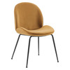Scoop Black Powder Coated Steel Leg Performance Velvet Dining Chairs Set of 2 / EEI-4635