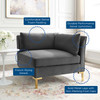 Ardent Performance Velvet Sectional Sofa Corner Chair / EEI-3985