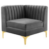 Triumph Channel Tufted Performance Velvet Sectional Sofa Corner Chair / EEI-3983