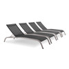 Savannah Outdoor Patio Mesh Chaise Lounge Set of 4 / EEI-4007