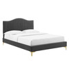 Juniper Channel Tufted Performance Velvet Twin Platform Bed / MOD-6742