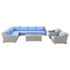 Conway Outdoor Patio Wicker Rattan 9-Piece Sectional Sofa Furniture Set / EEI-5096