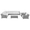 Conway Outdoor Patio Wicker Rattan 9-Piece Sectional Sofa Furniture Set / EEI-5096