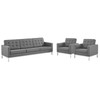 Loft Tufted Vegan Leather 3-Piece Furniture Set / EEI-4105