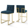 Privy Gold Stainless Steel Upholstered Fabric Counter Stool Set of 2 / EEI-4154