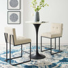 Privy Black Stainless Steel Upholstered Fabric Counter Stool Set of 2 / EEI-4156