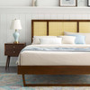 Kelsea Cane and Wood King Platform Bed With Angular Legs / MOD-6697