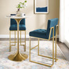 Privy Gold Stainless Steel Upholstered Fabric Bar Stool Set of 2 / EEI-4157
