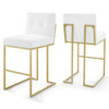 Privy Gold Stainless Steel Upholstered Fabric Bar Stool Set of 2 / EEI-4157