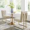 Privy Gold Stainless Steel Upholstered Fabric Dining Accent Chair Set of 2 / EEI-4151