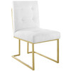 Privy Gold Stainless Steel Upholstered Fabric Dining Accent Chair Set of 2 / EEI-4151