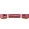 Sanguine 3 Piece Vertical Channel Tufted Upholstered Performance Velvet Set / EEI-4144