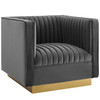 Sanguine Vertical Channel Tufted Upholstered Performance Velvet Armchair Set of 2 / EEI-4145